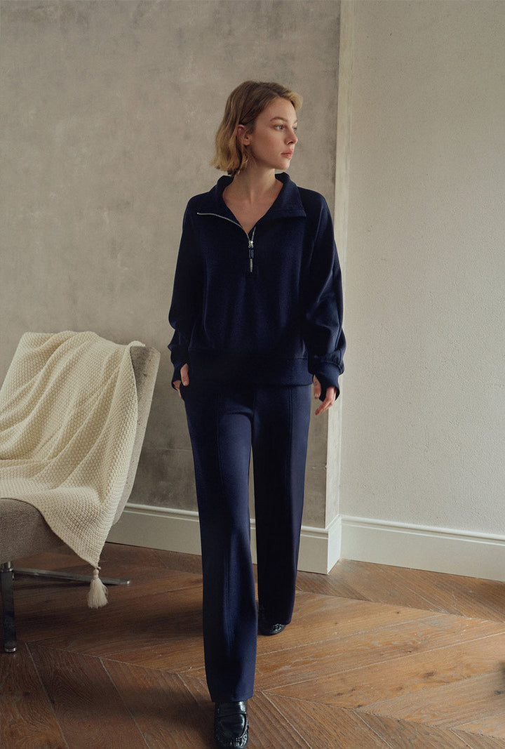 Chase Cotton Straight Leg Pants - Navy