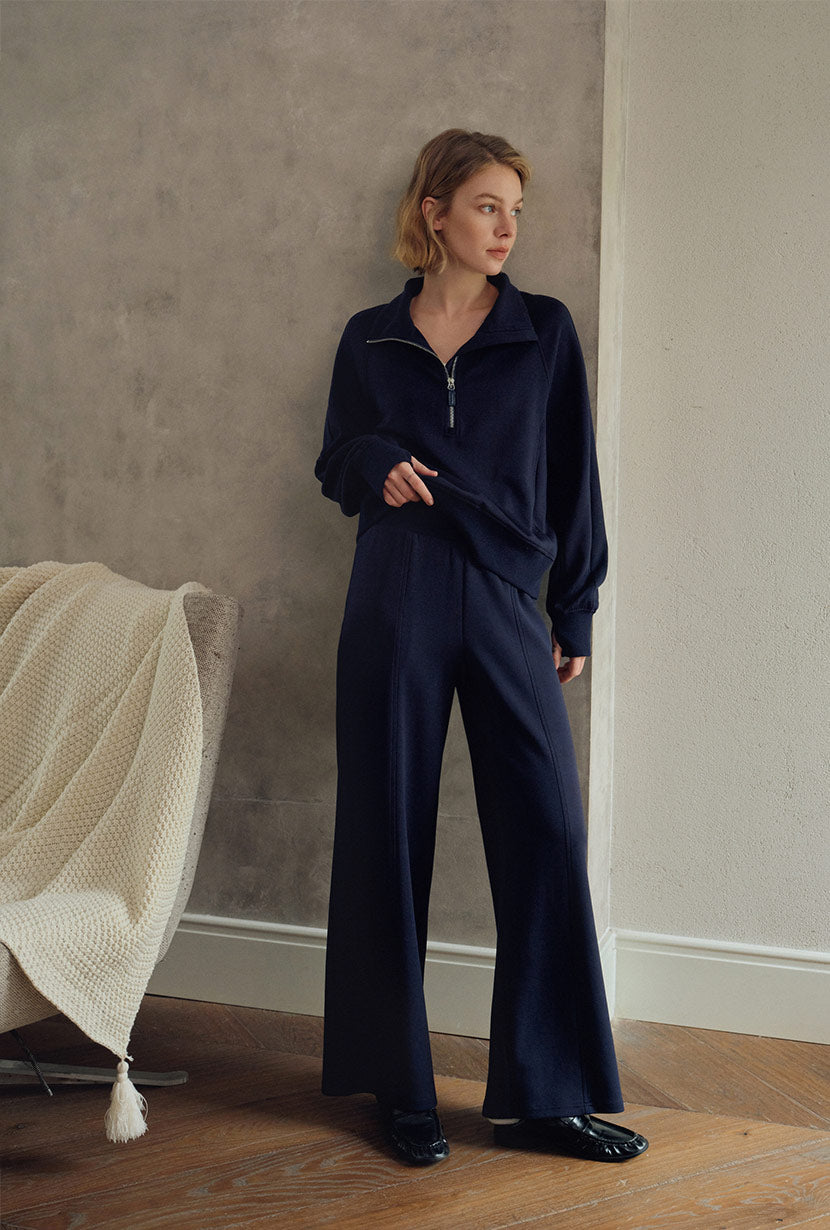 Chase Cotton Straight Leg Pants - Navy