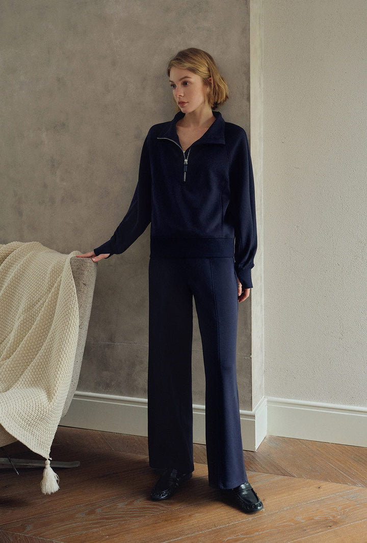 Chase Cotton Straight Leg Pants - Navy