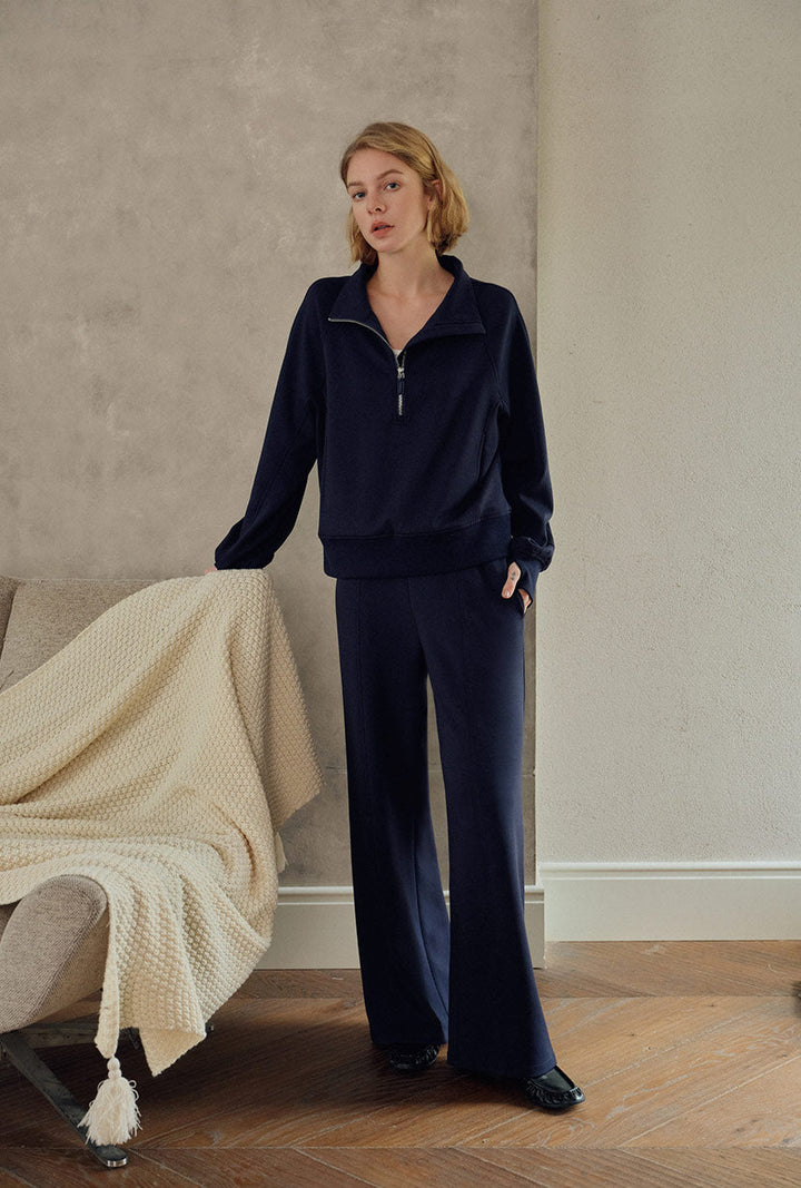 Chase Cotton Straight Leg Pants - Navy