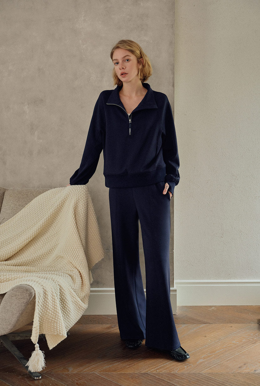Chase Cotton Straight Leg Pants - Navy