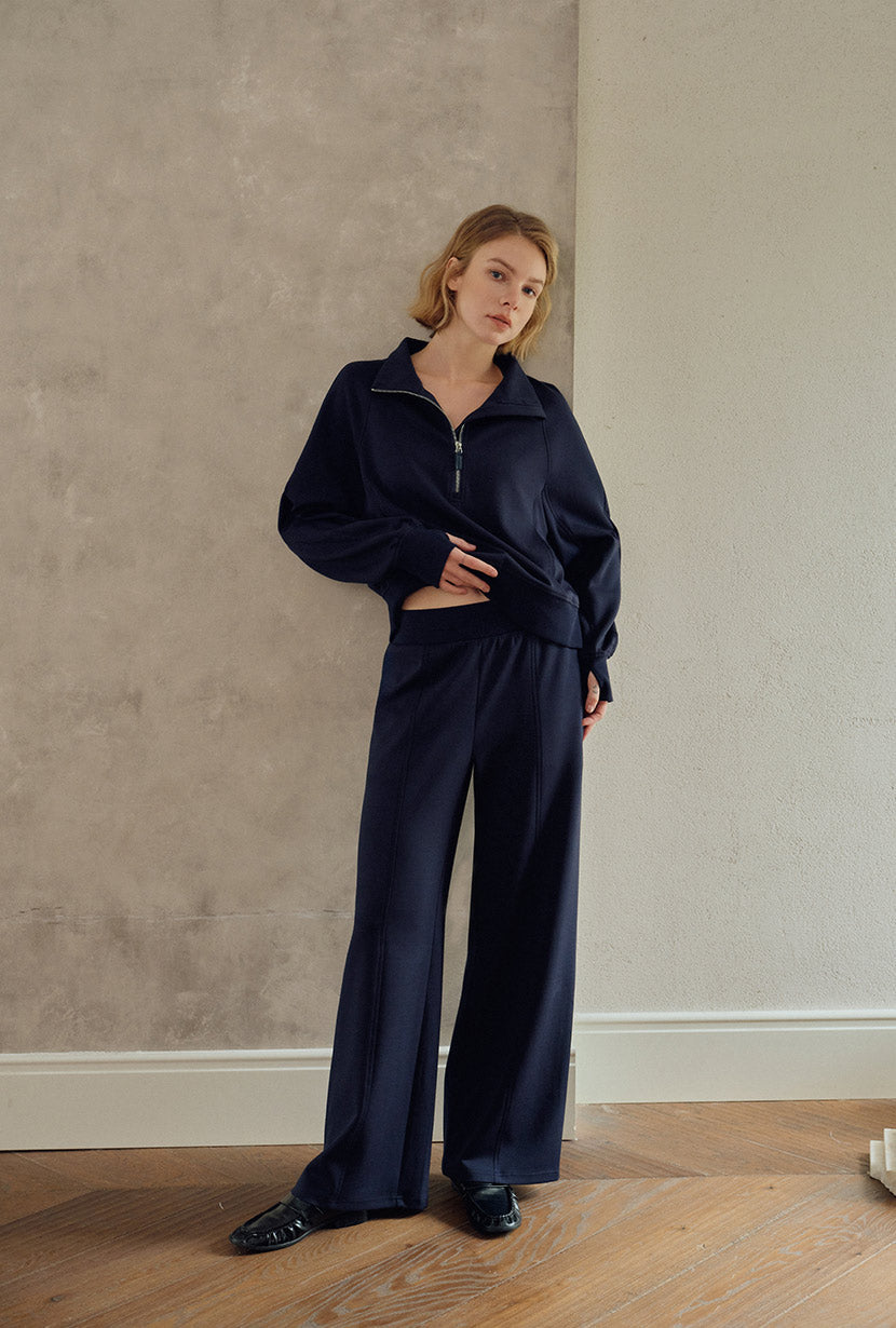 Chase Cotton Straight Leg Pants - Navy