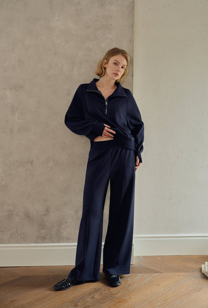 Chase Cotton Straight Leg Pants - Navy