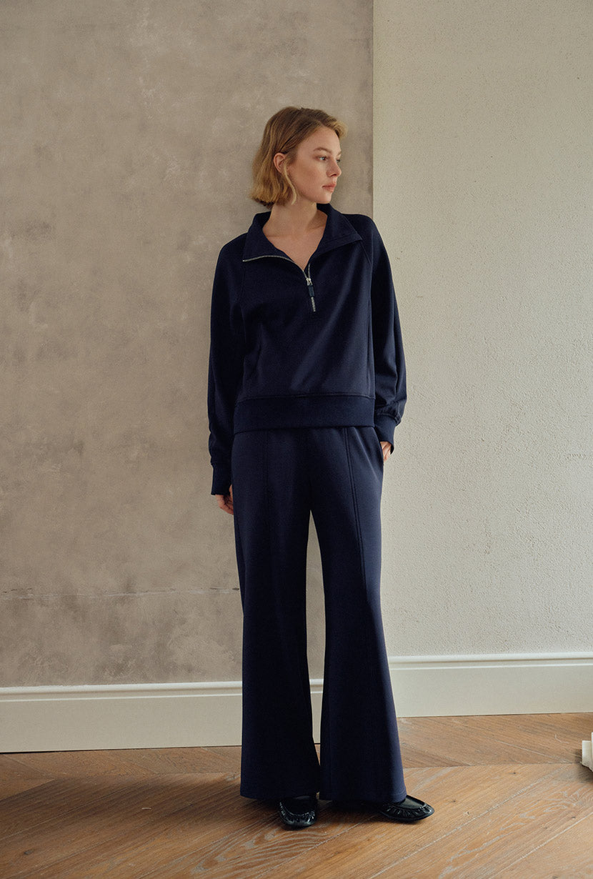 Chase Cotton Straight Leg Pants - Navy