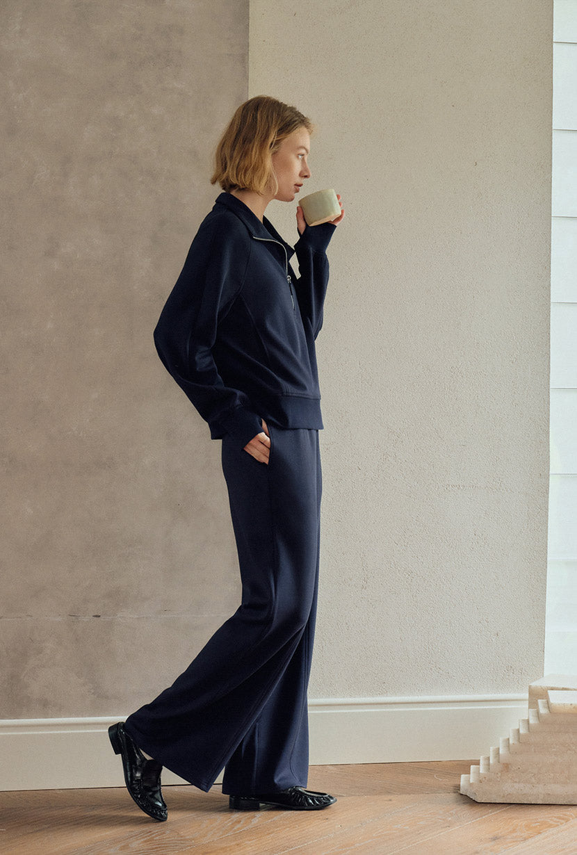 Chase Cotton Straight Leg Pants - Navy