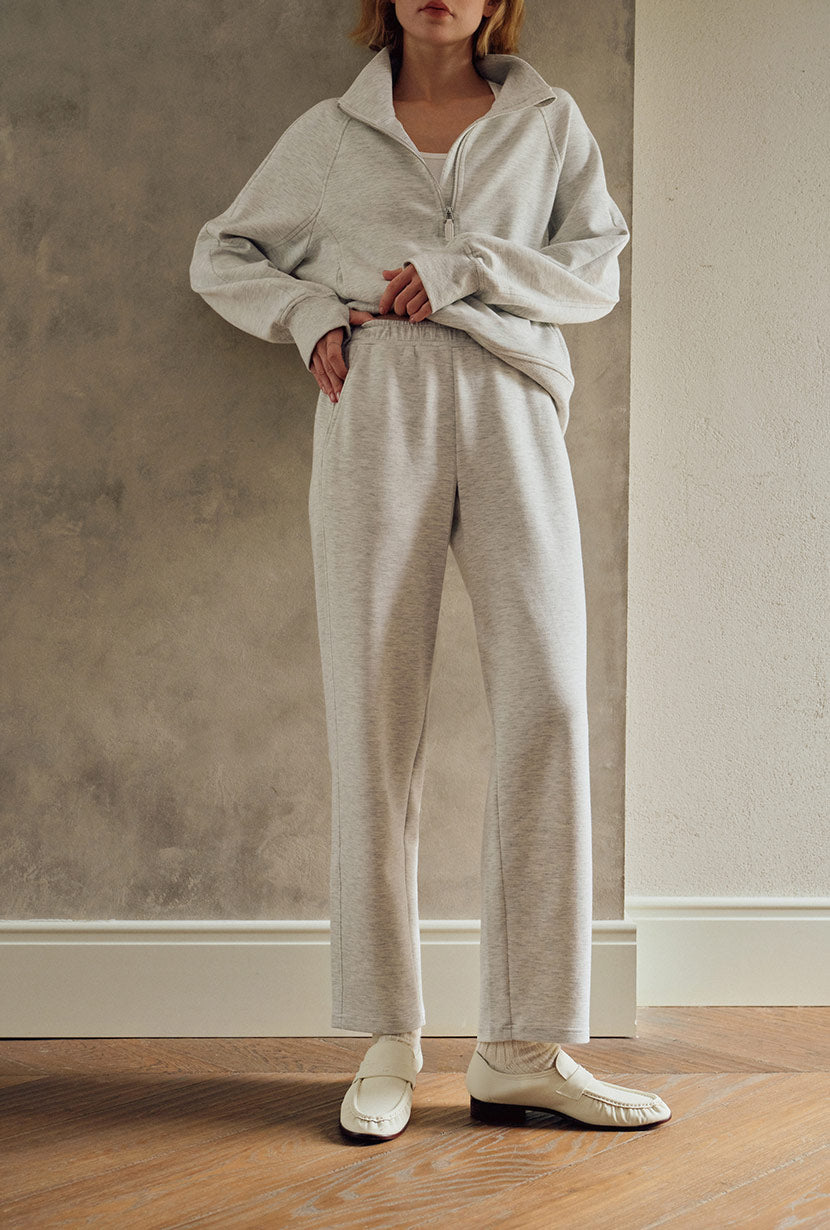 Corey Cotton Tapered Pants - Heather White