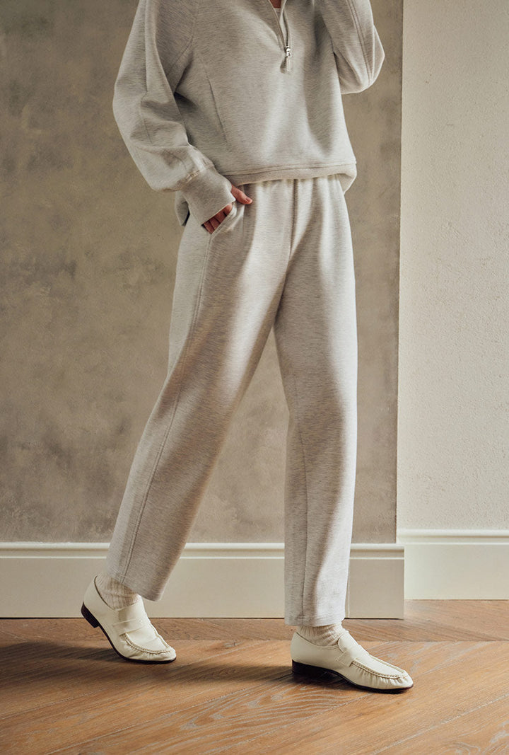 Corey Cotton Tapered Pants - Heather White