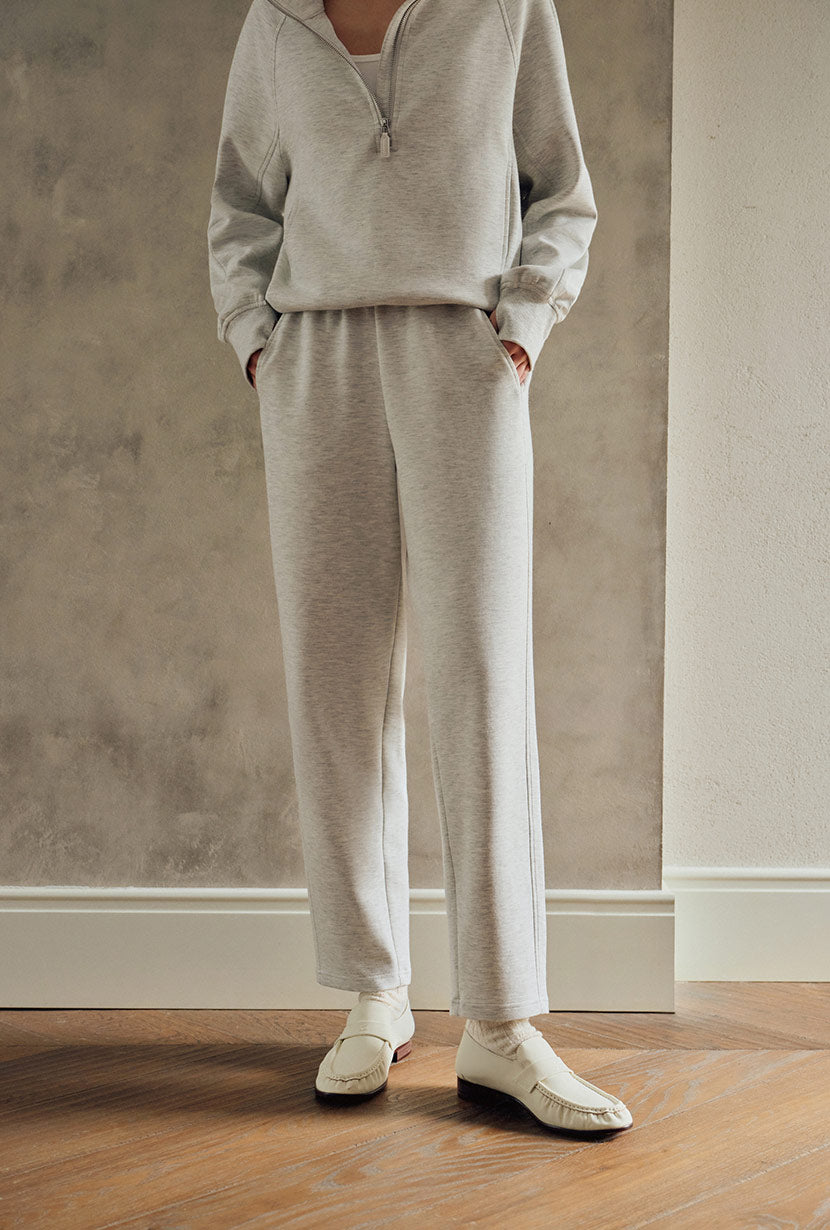 Corey Cotton Tapered Pants - Heather White