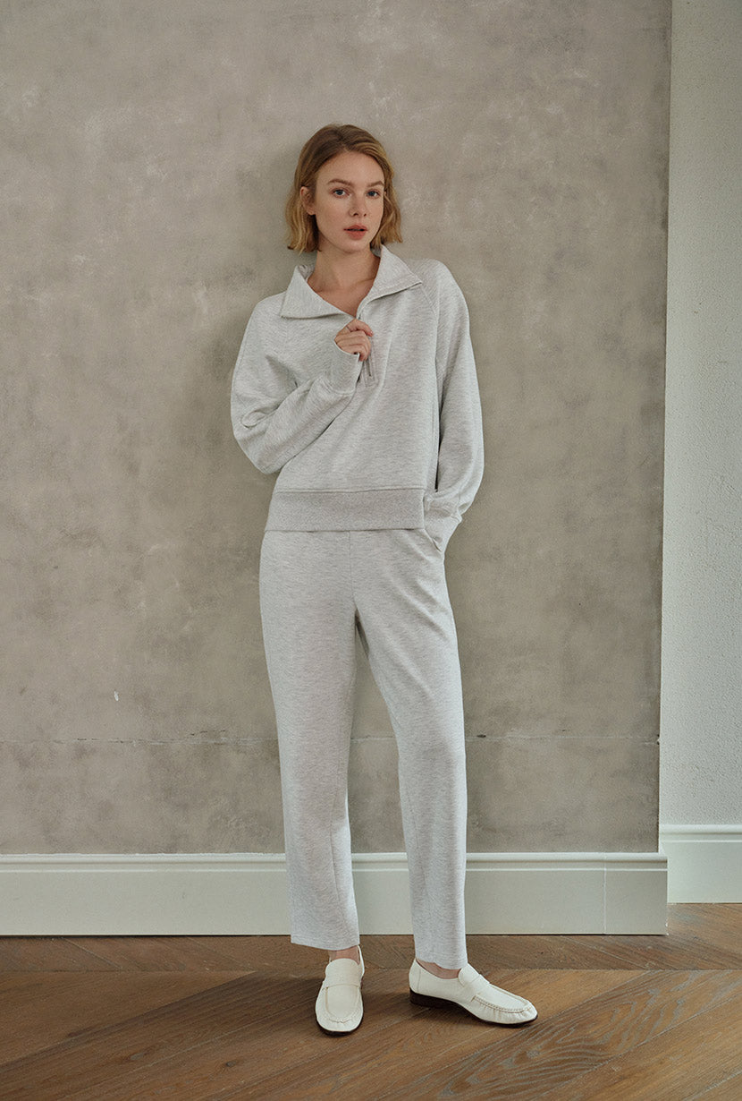 Corey Cotton Tapered Pants - Heather White