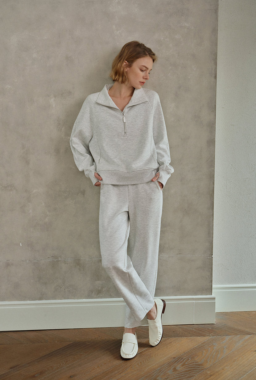 Corey Cotton Tapered Pants - Heather White