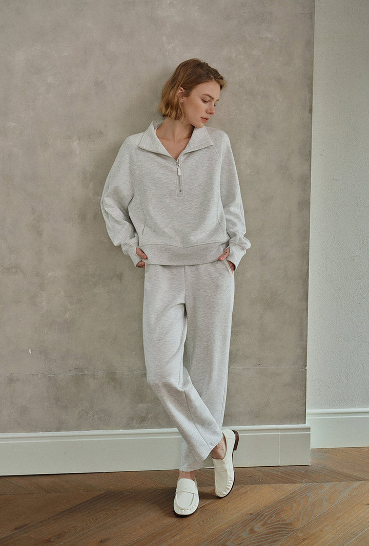 Corey Cotton Tapered Pants - Heather White