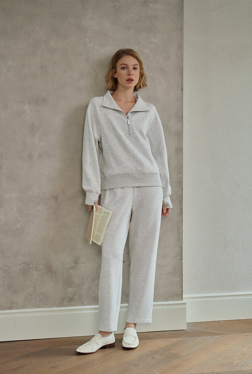 Corey Cotton Tapered Pants - Heather White