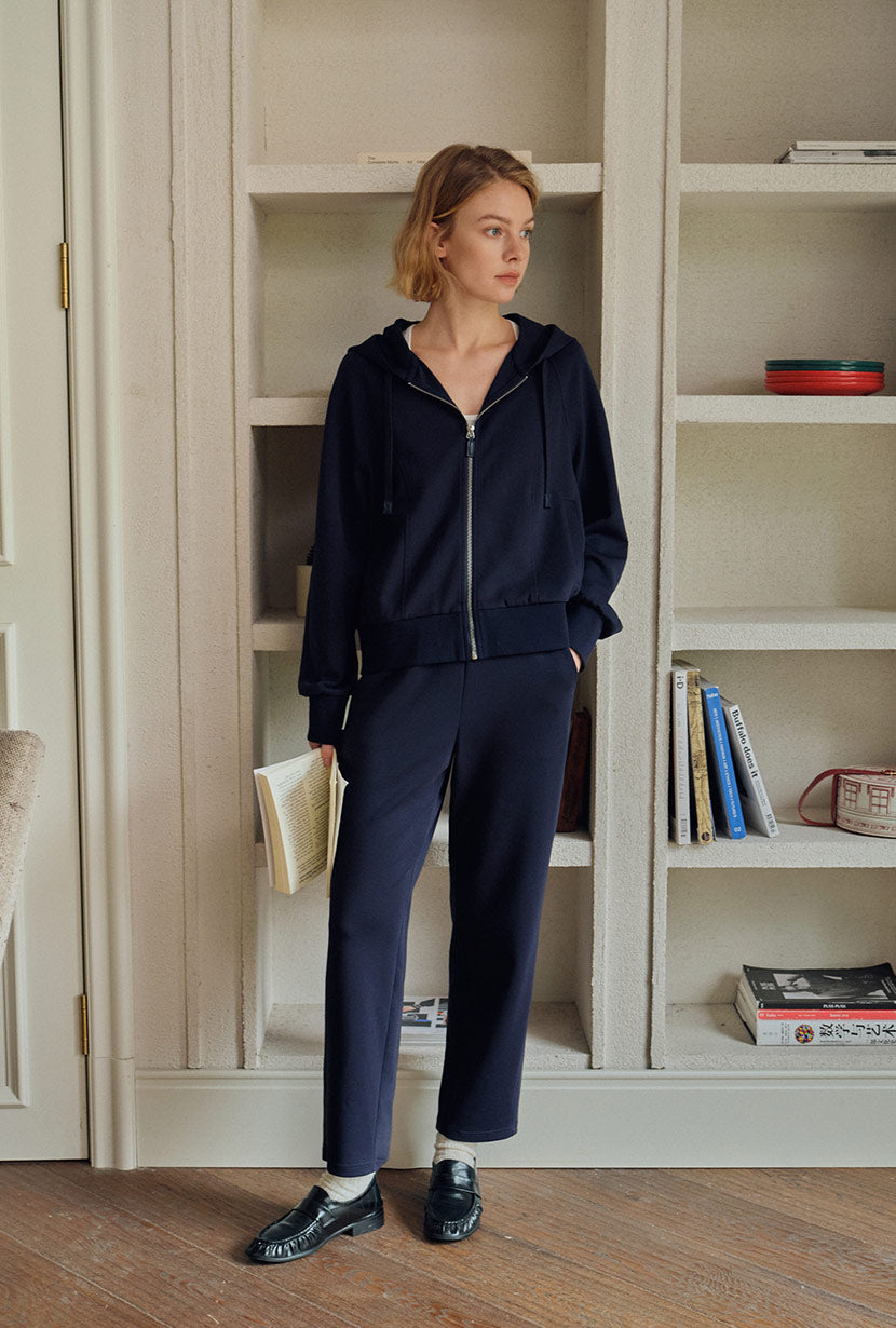 Corey Cotton Tapered Pants - Navy