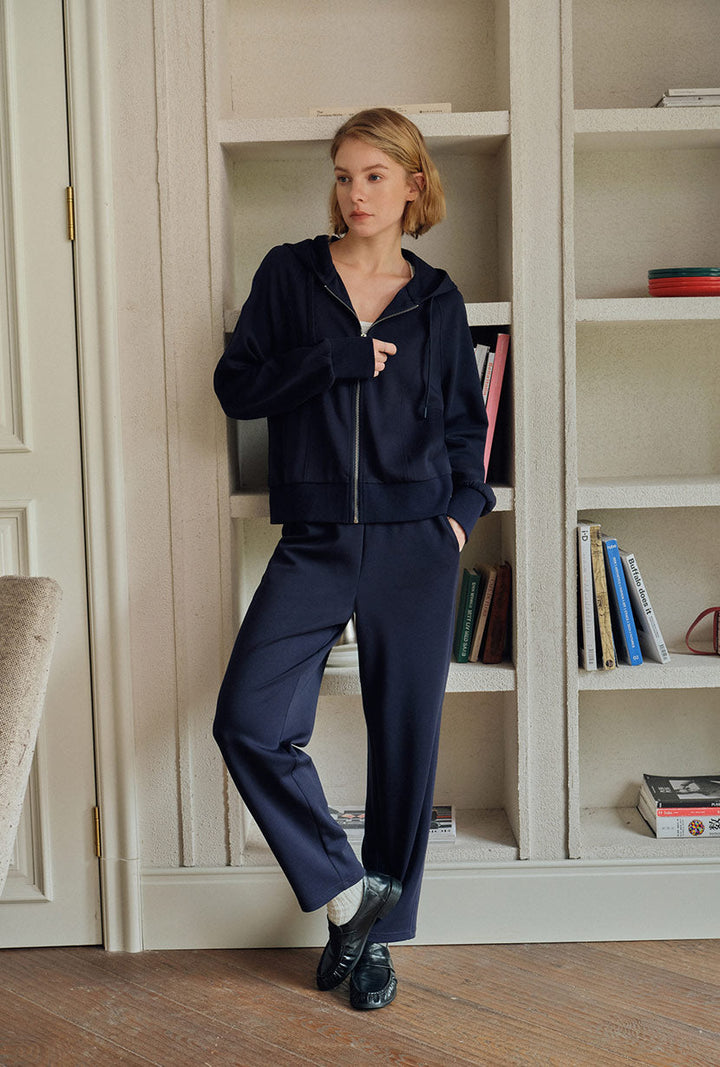 Corey Cotton Tapered Pants - Navy