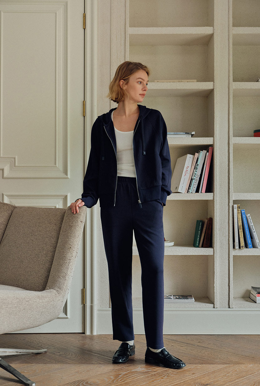 Corey Cotton Tapered Pants - Navy