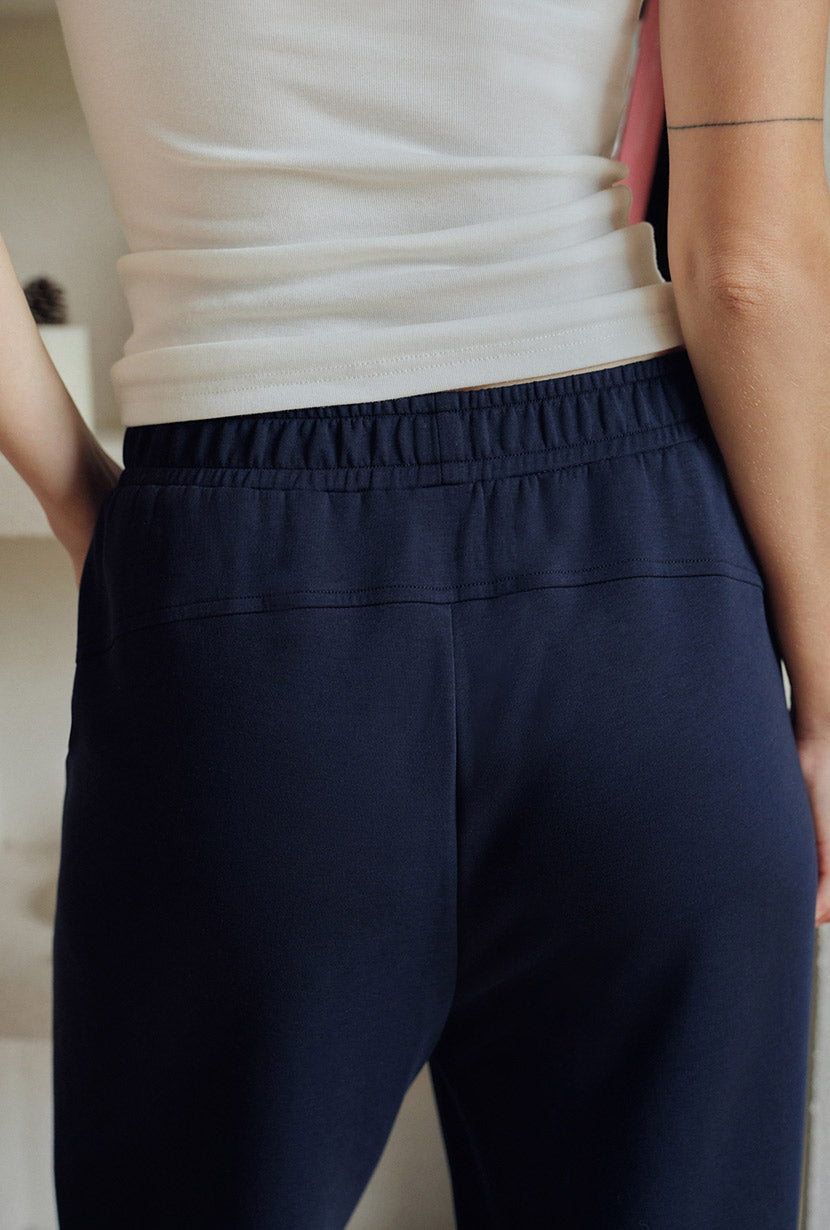 Corey Cotton Tapered Pants - Navy