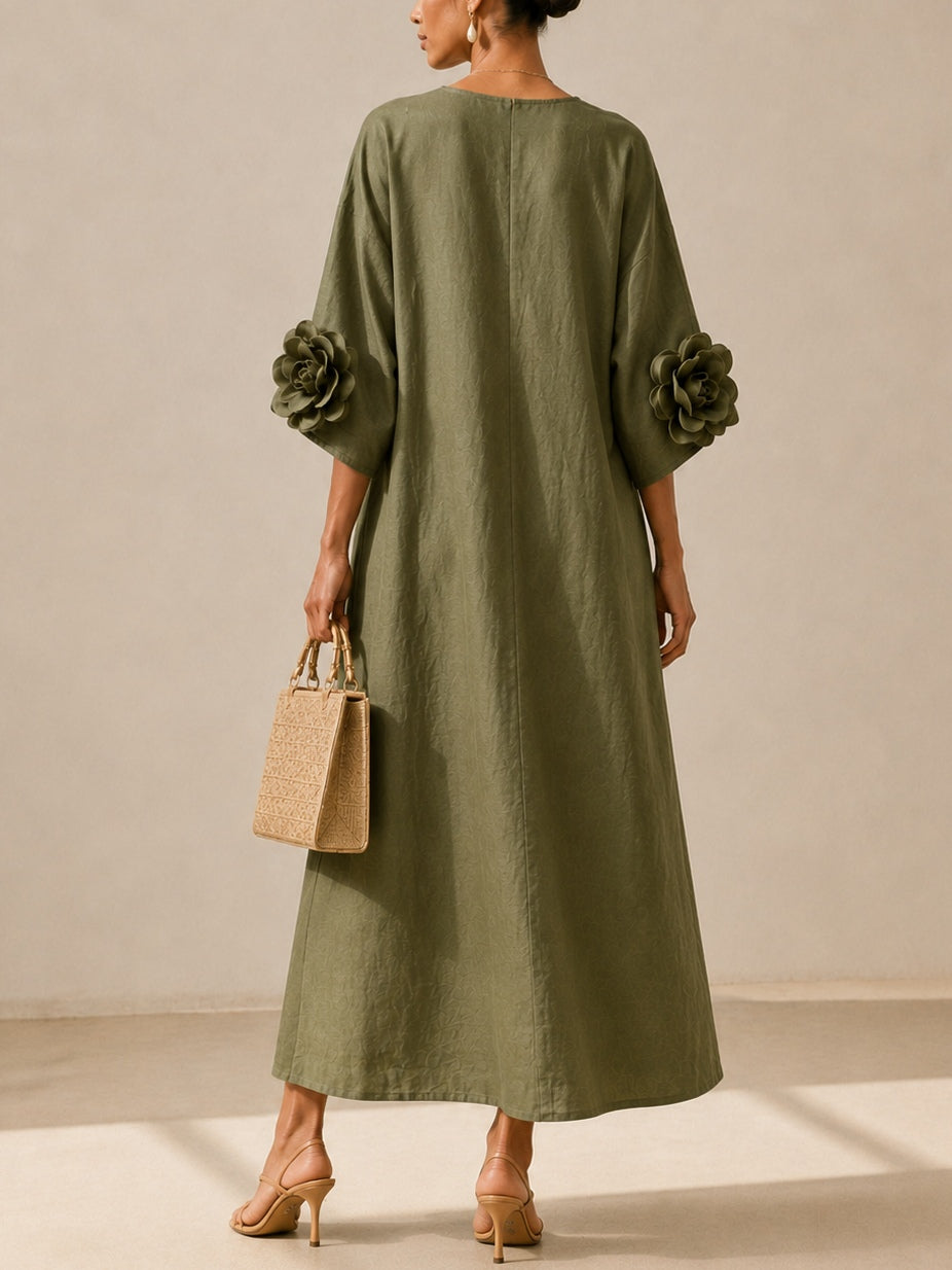 Juniper | Flowy Maxi Dress with Rose-Cuff Sleeves