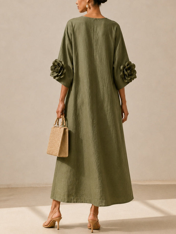 Juniper | Flowy Maxi Dress with Rose-Cuff Sleeves