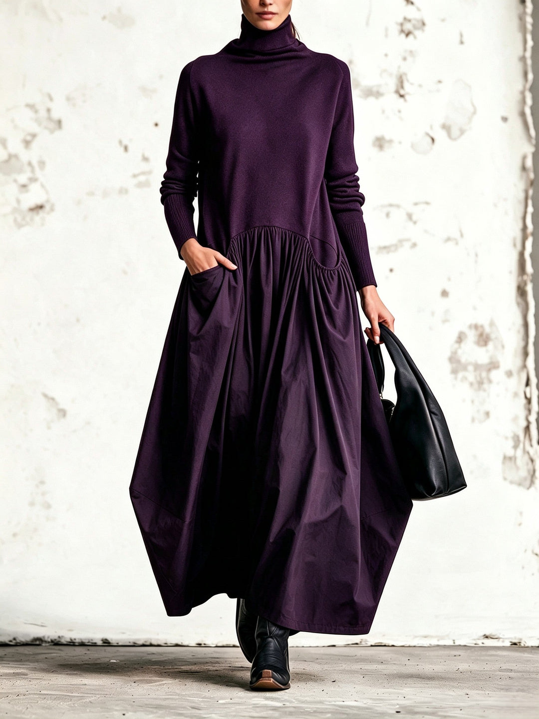 Odette | Oversized Mock Neck Maxi Dress