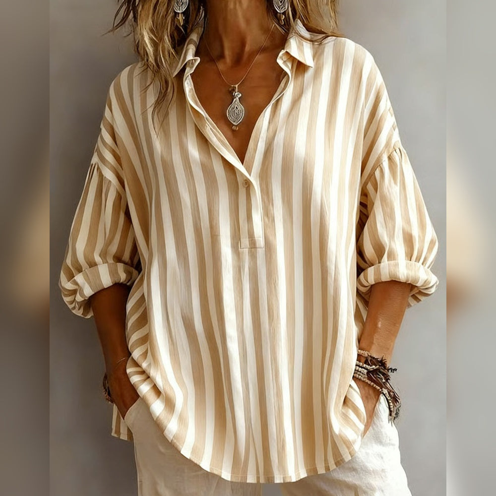 Nora | Loose Striped Blouse with Collar