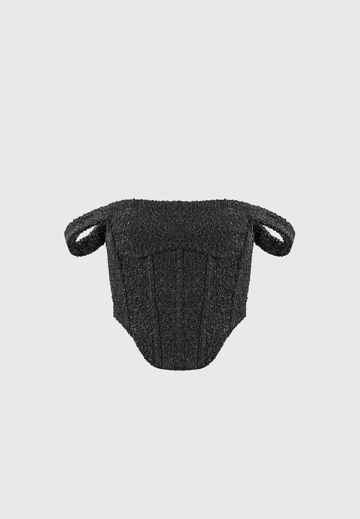 Bonnie - Boucle Bardot Corset Top - Black