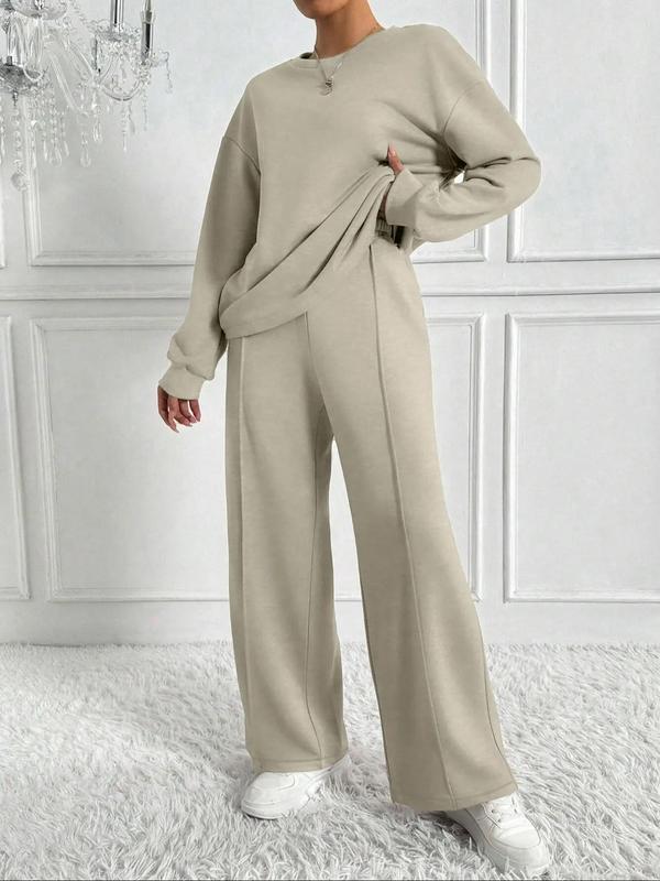 BETH™ - Casual Solid Color Sweatshirt &amp; Pants Set for Outdoor Comfort
