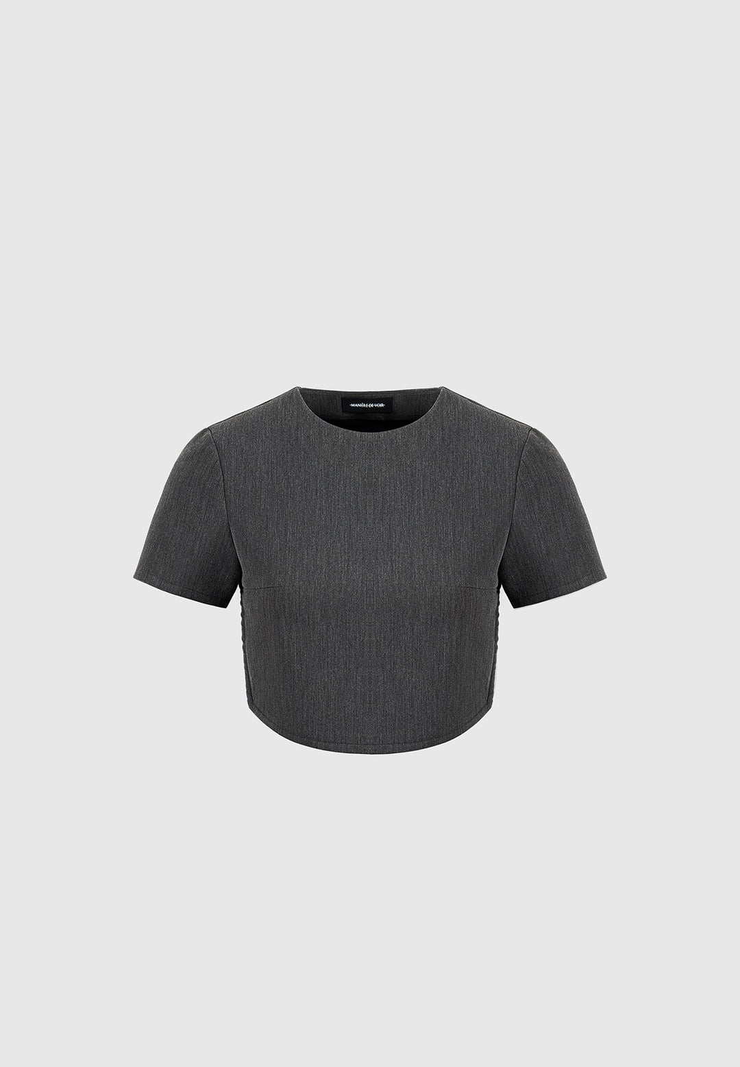 Curved Hem Backless Top with Tie - Dark Grey