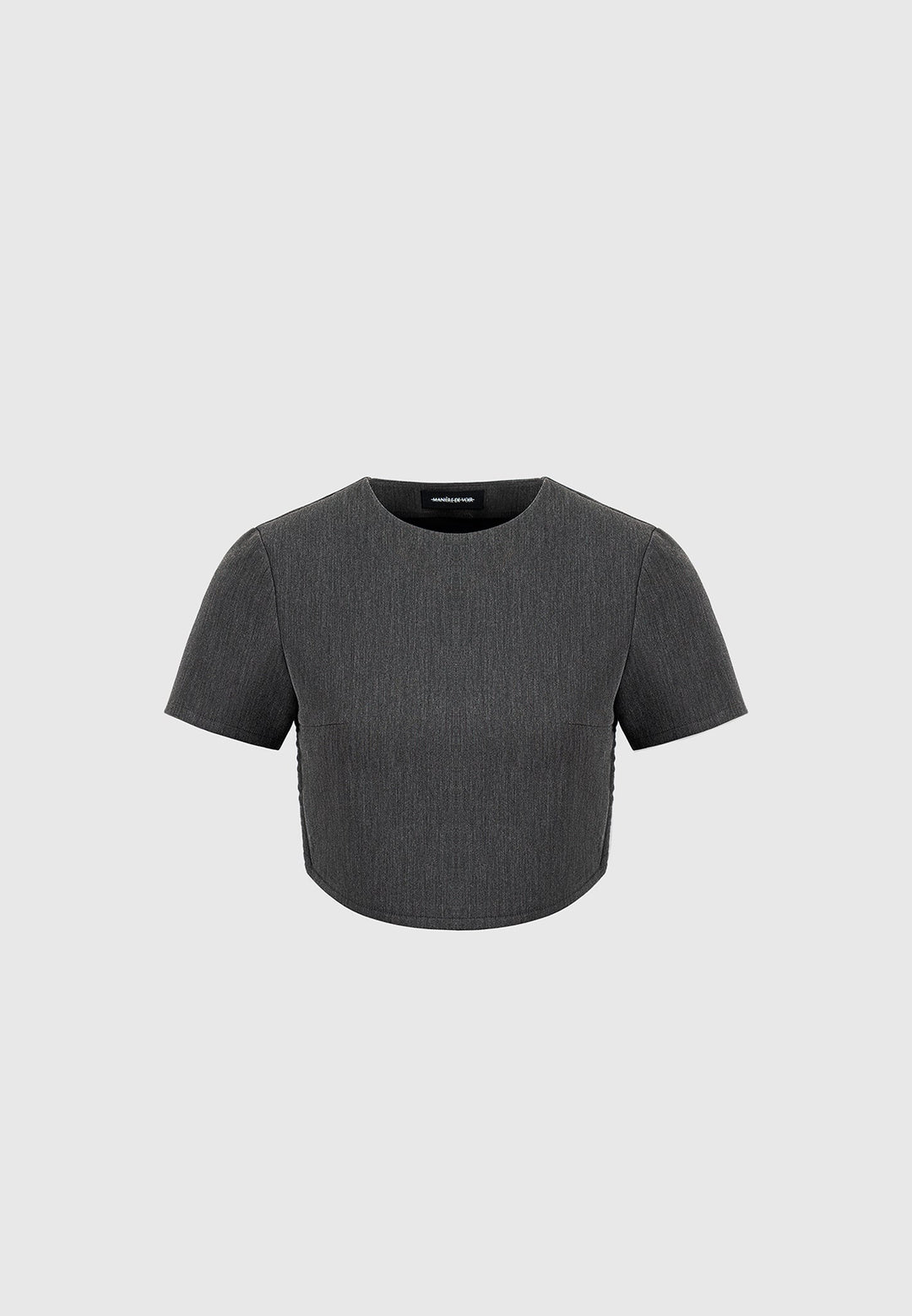 Curved Hem Backless Top with Tie - Dark Grey