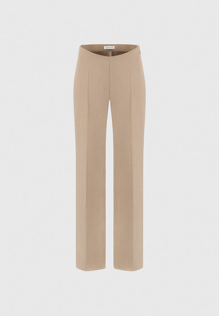 Curved Waist Tailored Trousers - Dark Beige