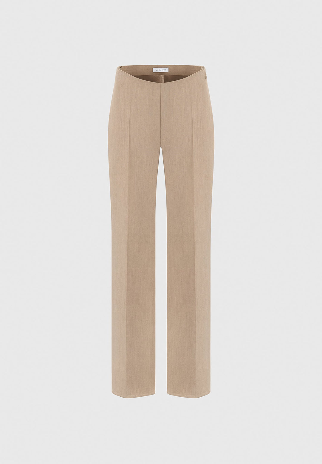 Curved Waist Tailored Trousers - Dark Beige