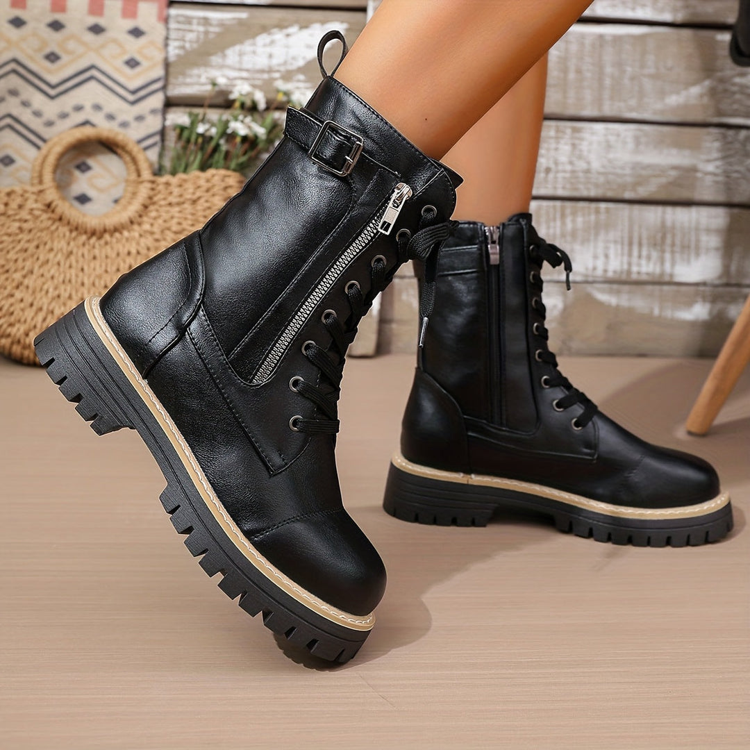 Henrietta™ | Lace-Up Side-Zip Combat Boots
