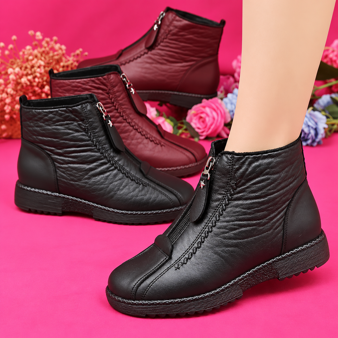 Florence | Orthopedic Leather Ankle Boots with Zip