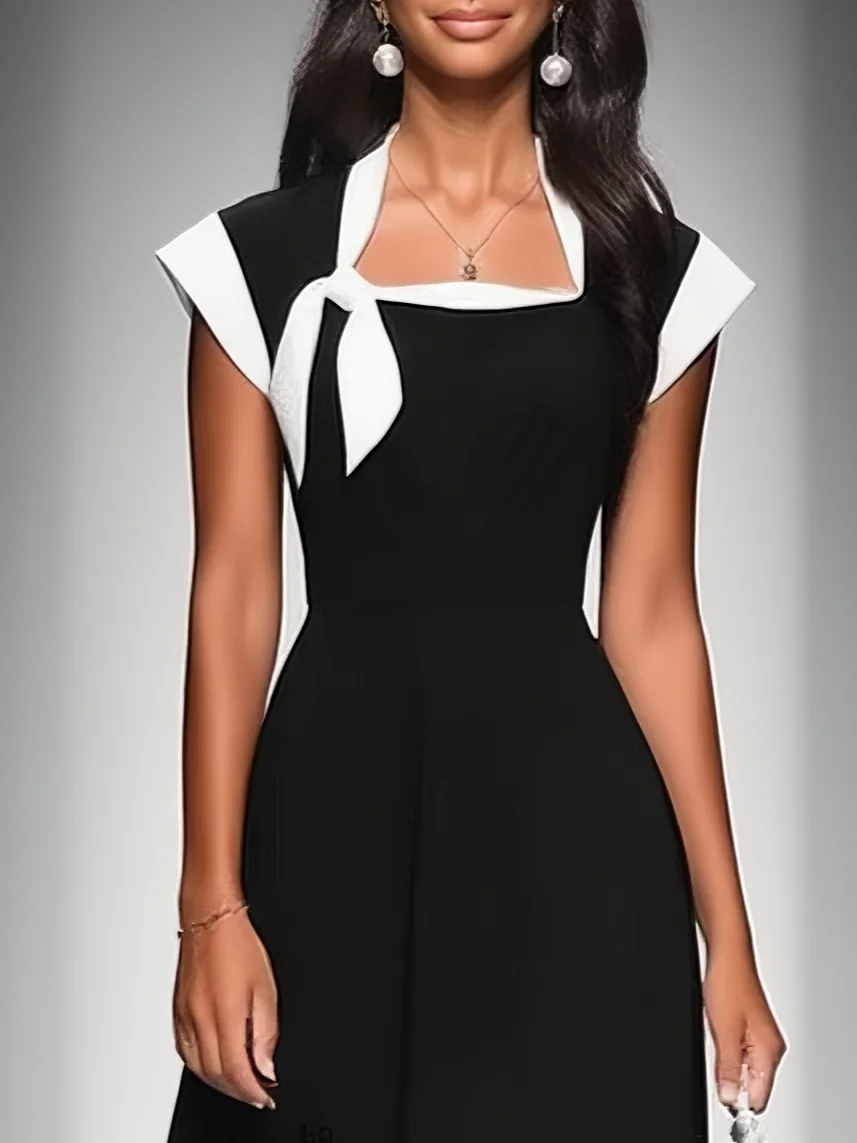 Alice | Square Neck Colorblock Midi Dress