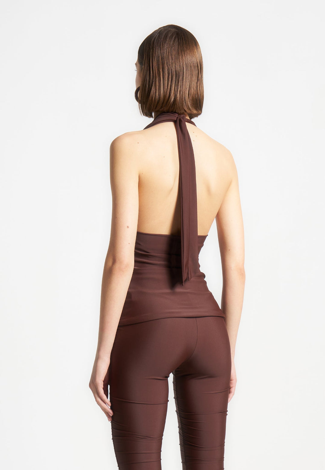 Draped Halterneck Top - Brown