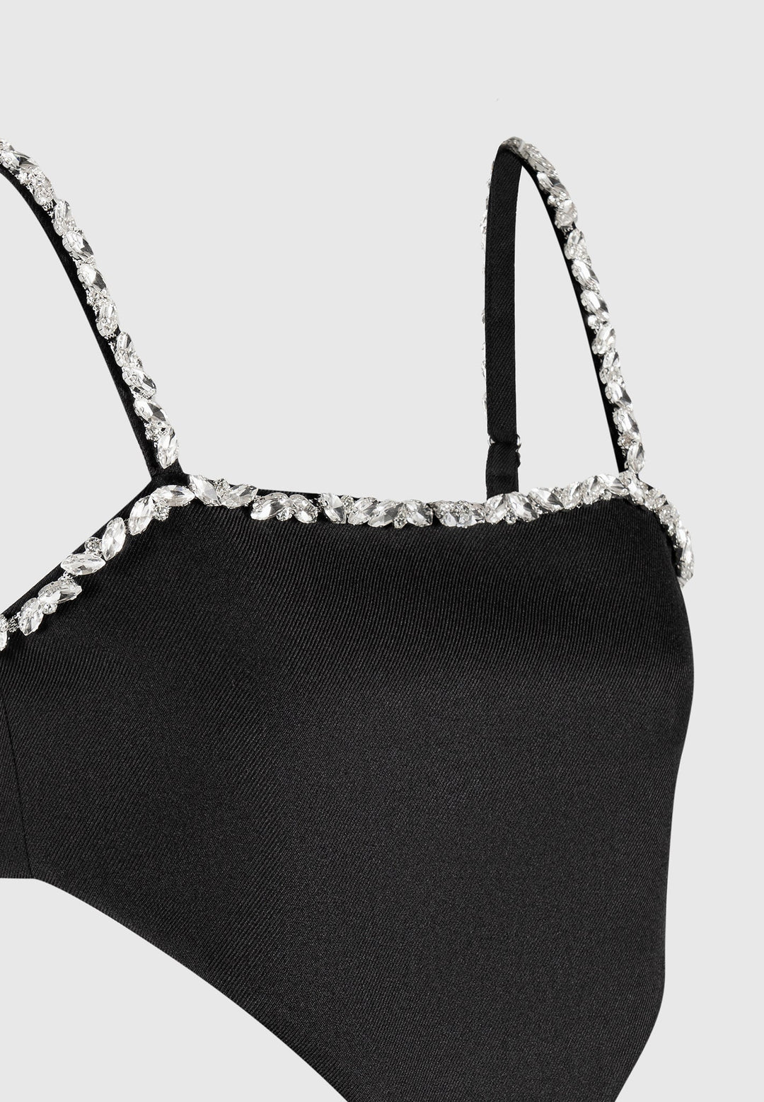 Eloise - Embellished Strap Handkerchief Top - Black