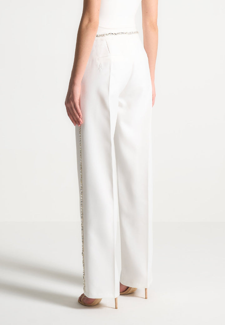 Patricia - Embellished Tailored Trousers - White