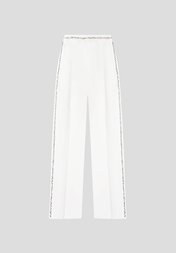 Patricia - Embellished Tailored Trousers - White