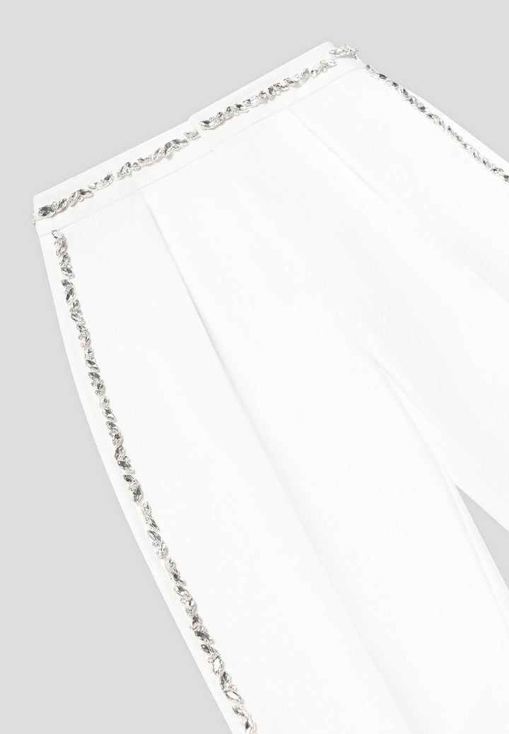 Patricia - Embellished Tailored Trousers - White