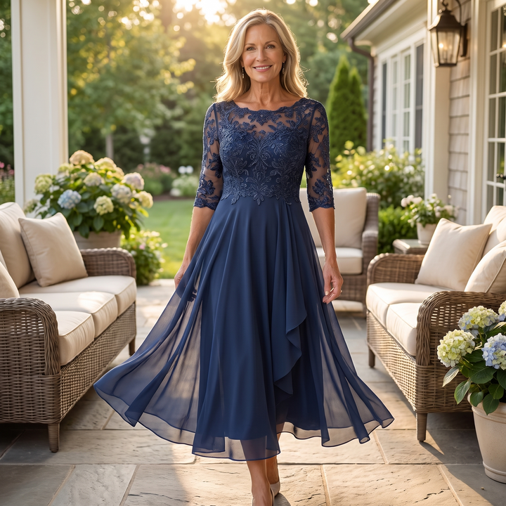 Rhonda™ | Elegant Lace Midi Dress.