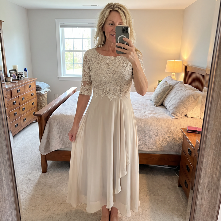 Rhonda™ | Elegant Lace Midi Dress.