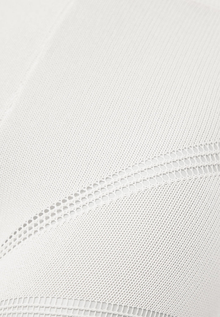 High Waisted Knitted Spiral Contour Leggings - White