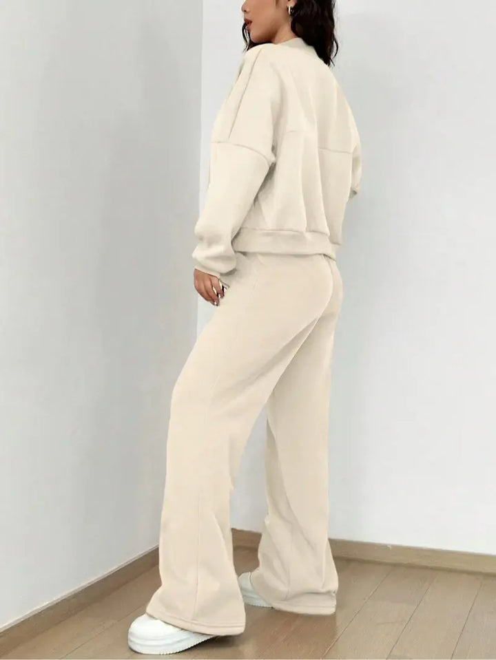 Casual Striped Long Sleeve Zipper Jacket &amp; Pants Set