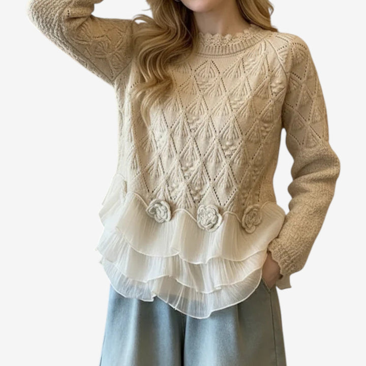 Bethany | Floral Ruffle-Hem Jumper