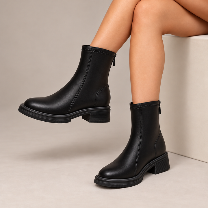 Isadora™ | Back-Zip Block Heel Ankle Boots