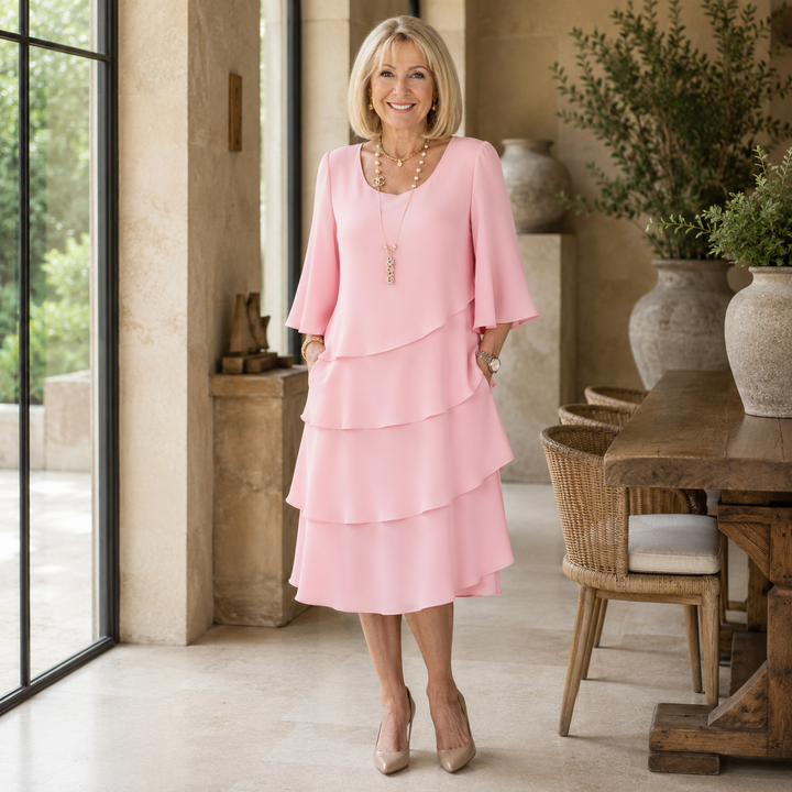Catherine | Elegant Comfort Ruffle Dress.