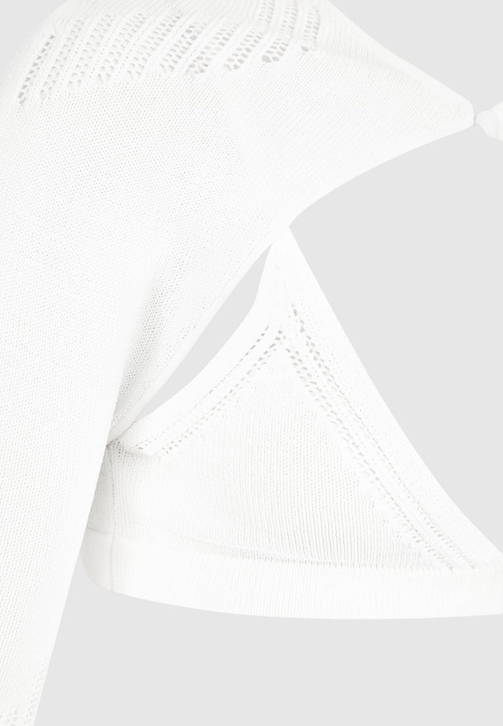 Knitted Sleeve Overlay with Bralette - White