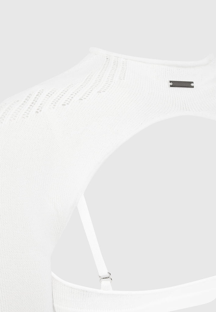Knitted Sleeve Overlay with Bralette - White