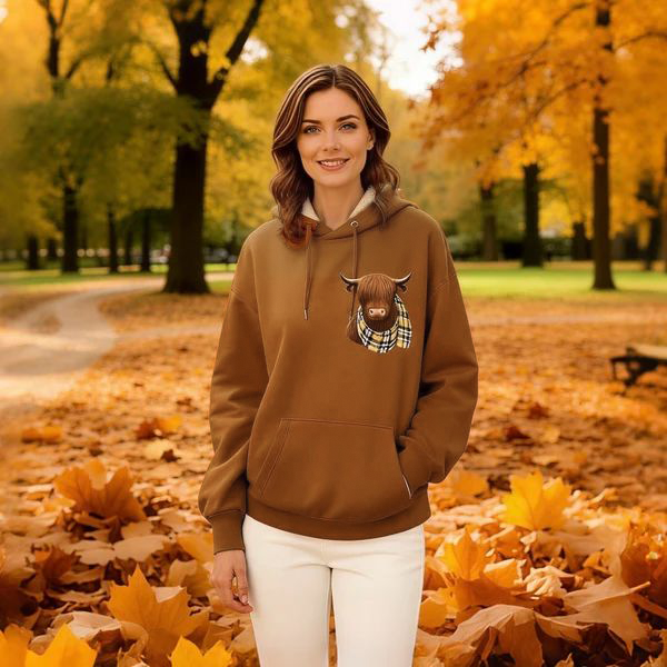 Rose | Highland Cow Cozy Fleece-Lined Hoodie