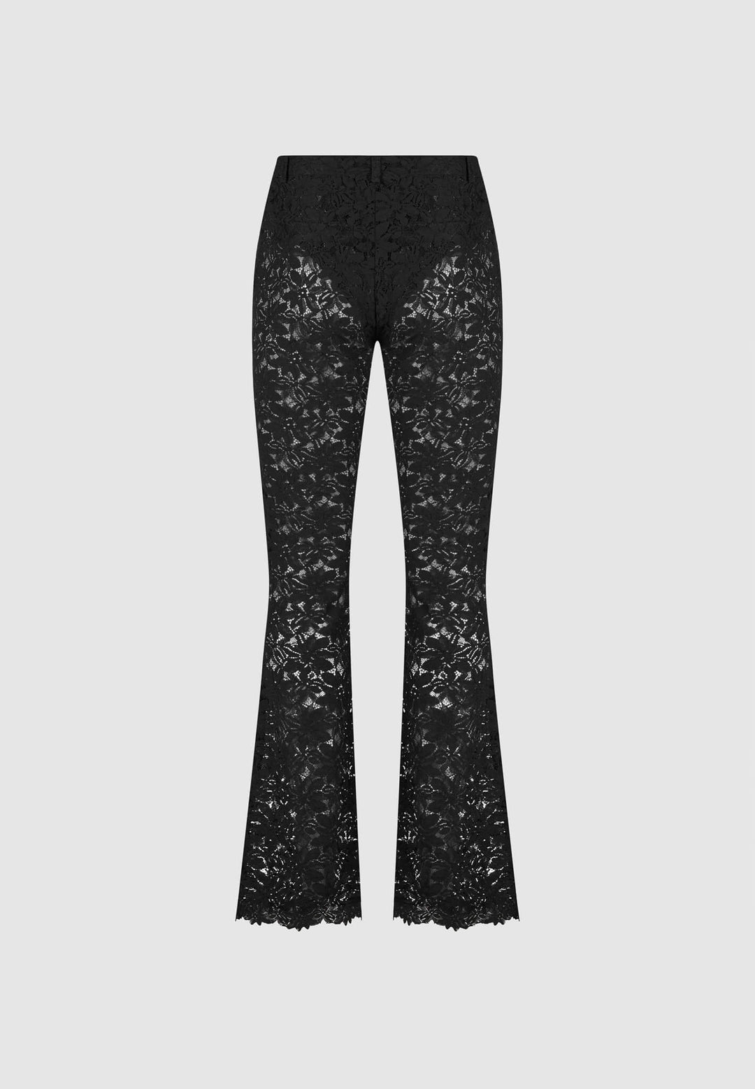 Lace Fit and Flare Trousers - Black