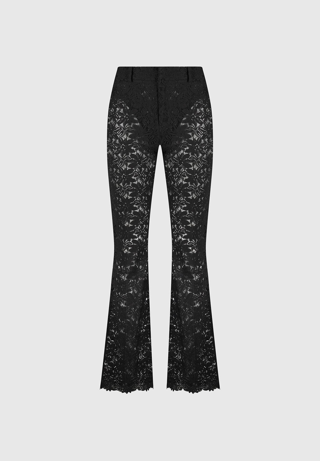 Lace Fit and Flare Trousers - Black